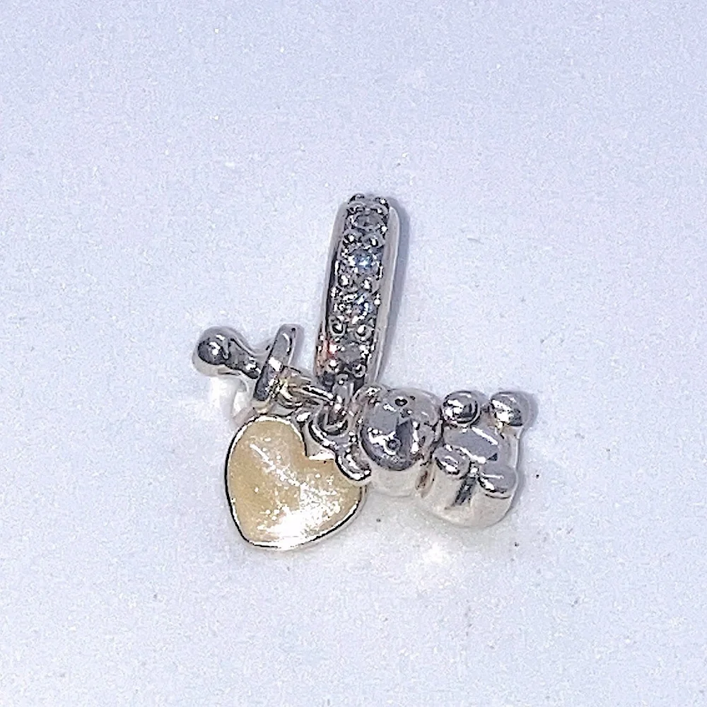Pandora Sterling Silver CZ Baby Teddy Pacifier Enamel Heart Charm Bead #792100CZ - Picture 3 of 5